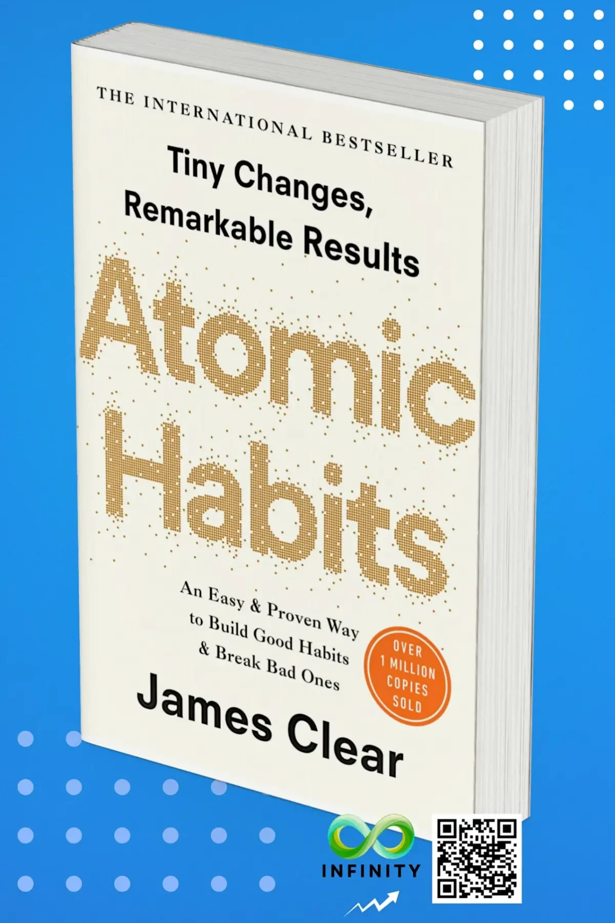 Cover of Atomic Habits by James Clear, featuring a clean, minimalist design with gold accents.